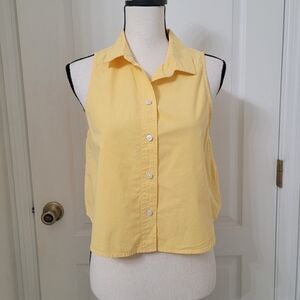 American Eagle Size S Sunflower Yellow Oversized Boxy Button Down Sleeveless Top
